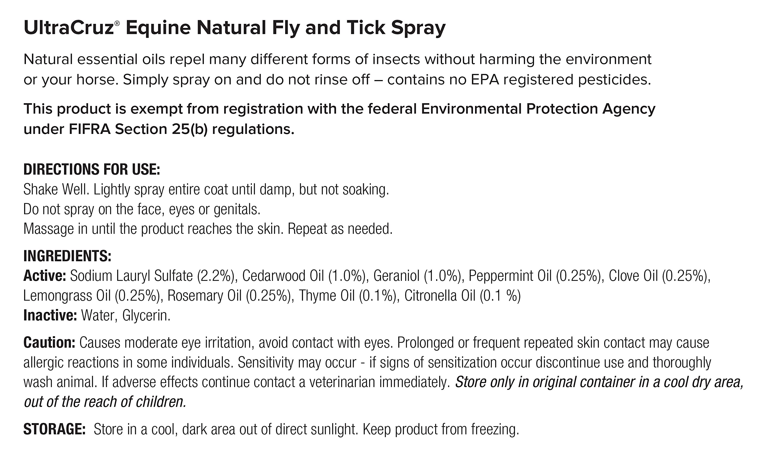 UltraCruz Equine spray niebla suave en caballos, uso cómodo para prevenir picaduras