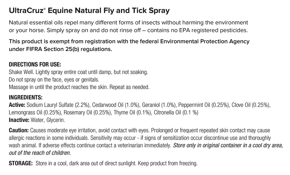 UltraCruz Equine spray niebla suave en caballos, uso cómodo para prevenir picaduras