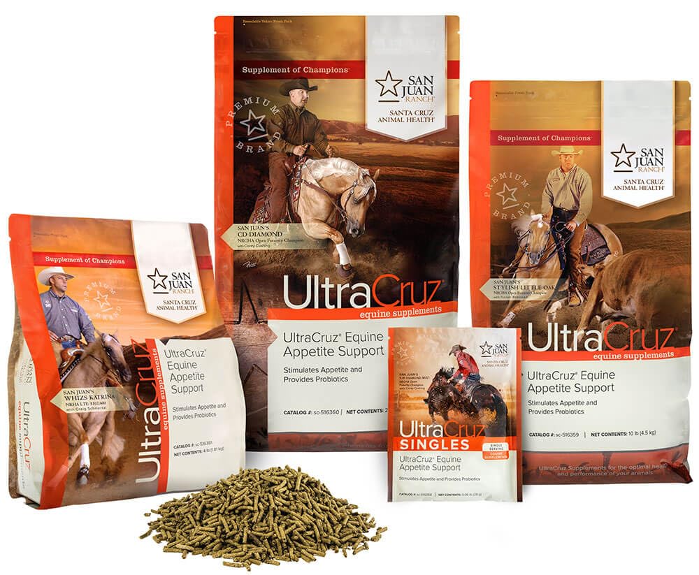 UltraCruz granulos con glutamina para apoyo metabólico en caballos.