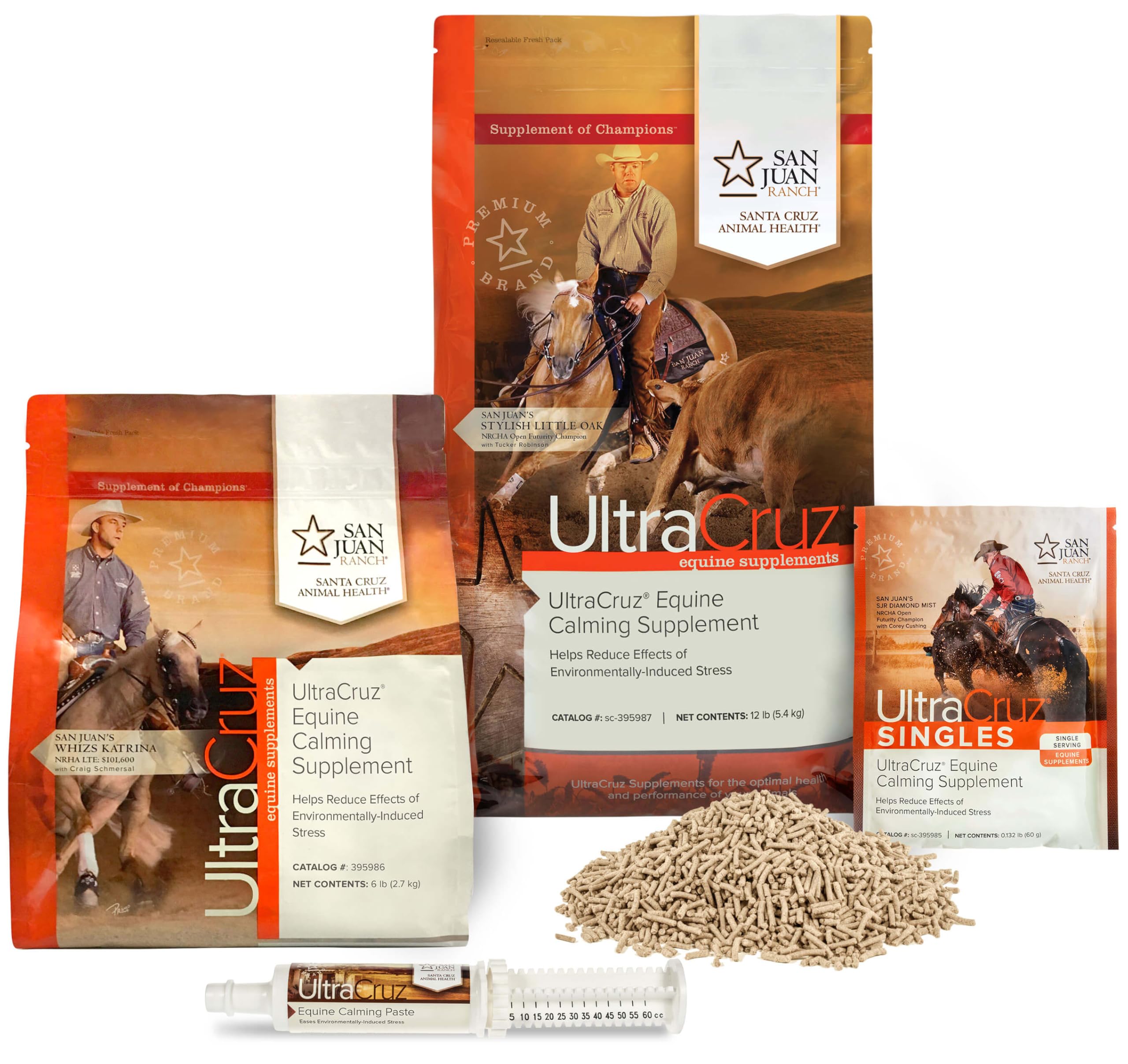 Producto elaborado en EE. UU. con ingredientes de origen global para caballos.