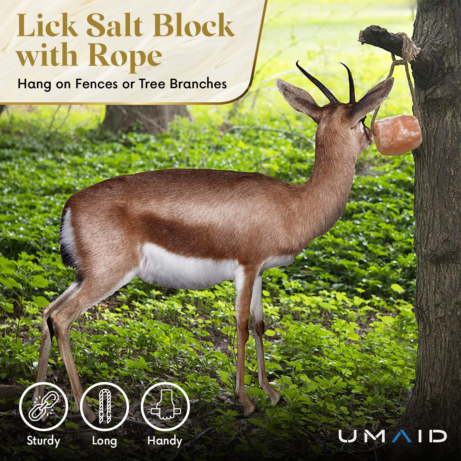 UMAID sal de Himalaya en cuerda para vacas, fuente mineral natural