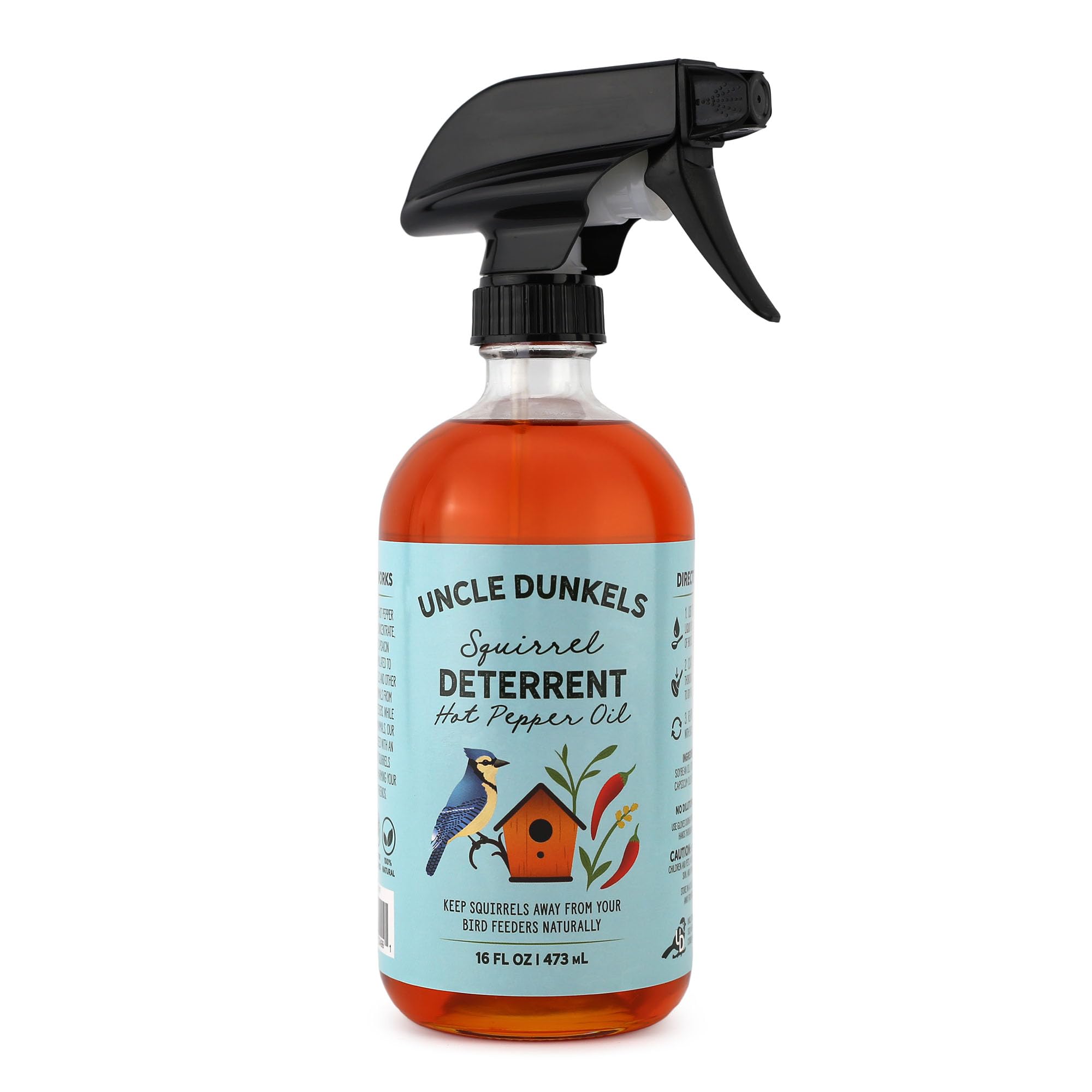 Uncle Dunkels repelente ardillas pimienta en botella de 16 oz para semillas de aves