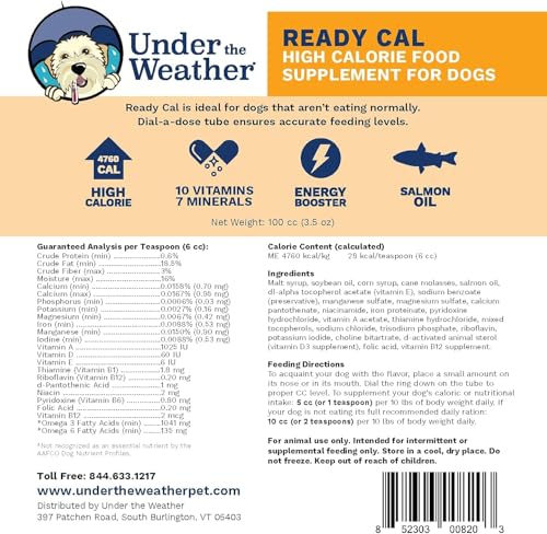 Under the Weather Ready Cal pack doble, proporciona dosificación conveniente para perros.