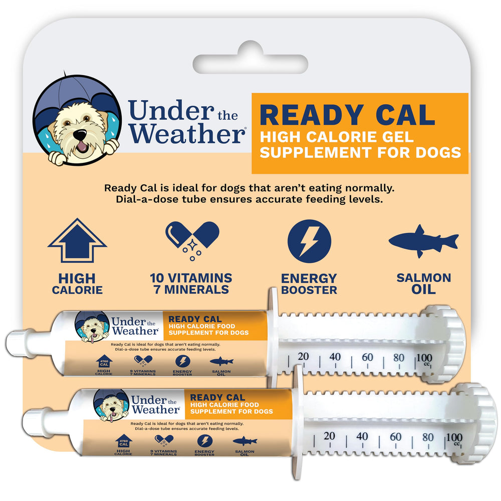Under the Weather Ready Cal para perros, botella 100cc, aporte energético diario.