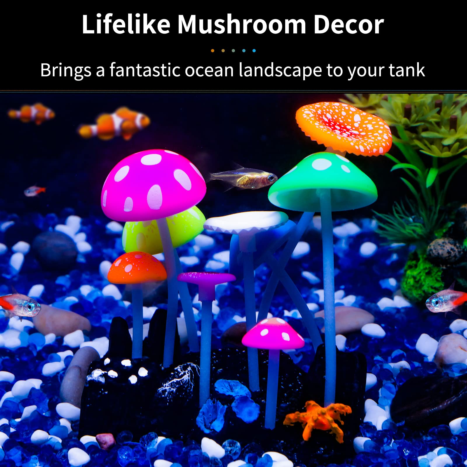 Detalle de silicona colorida y realista de Uniclife para acuario.
