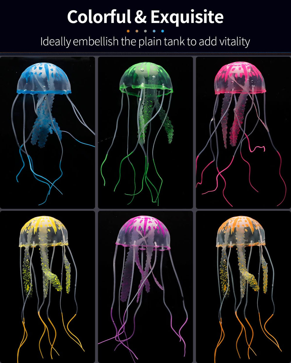 Uniclife medusas amarillas para acuario, brillo ligero bajo luz actínica