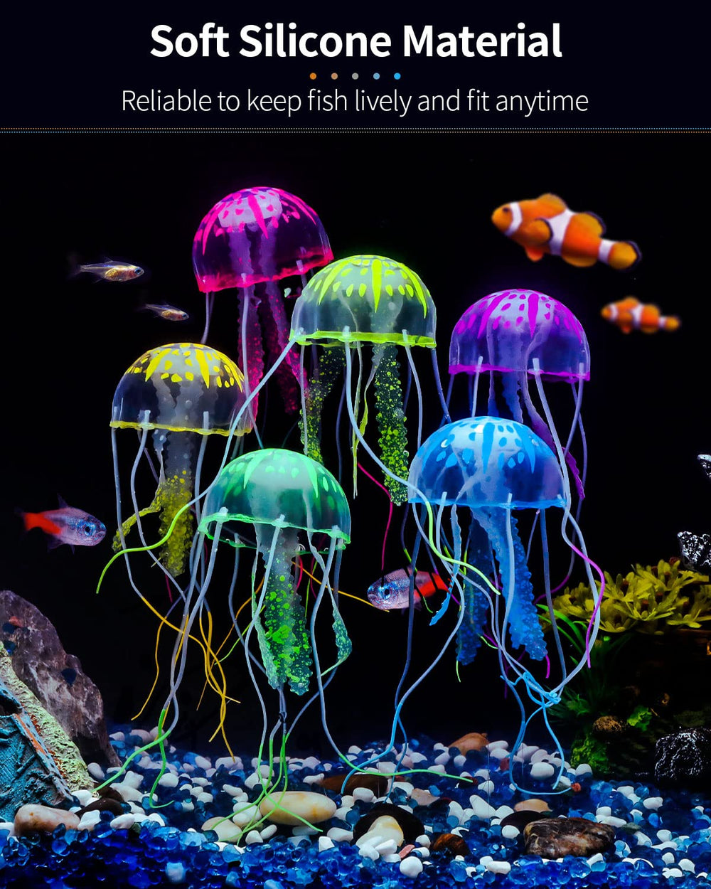 Uniclife medusas rosas para acuario, toque luminoso suave