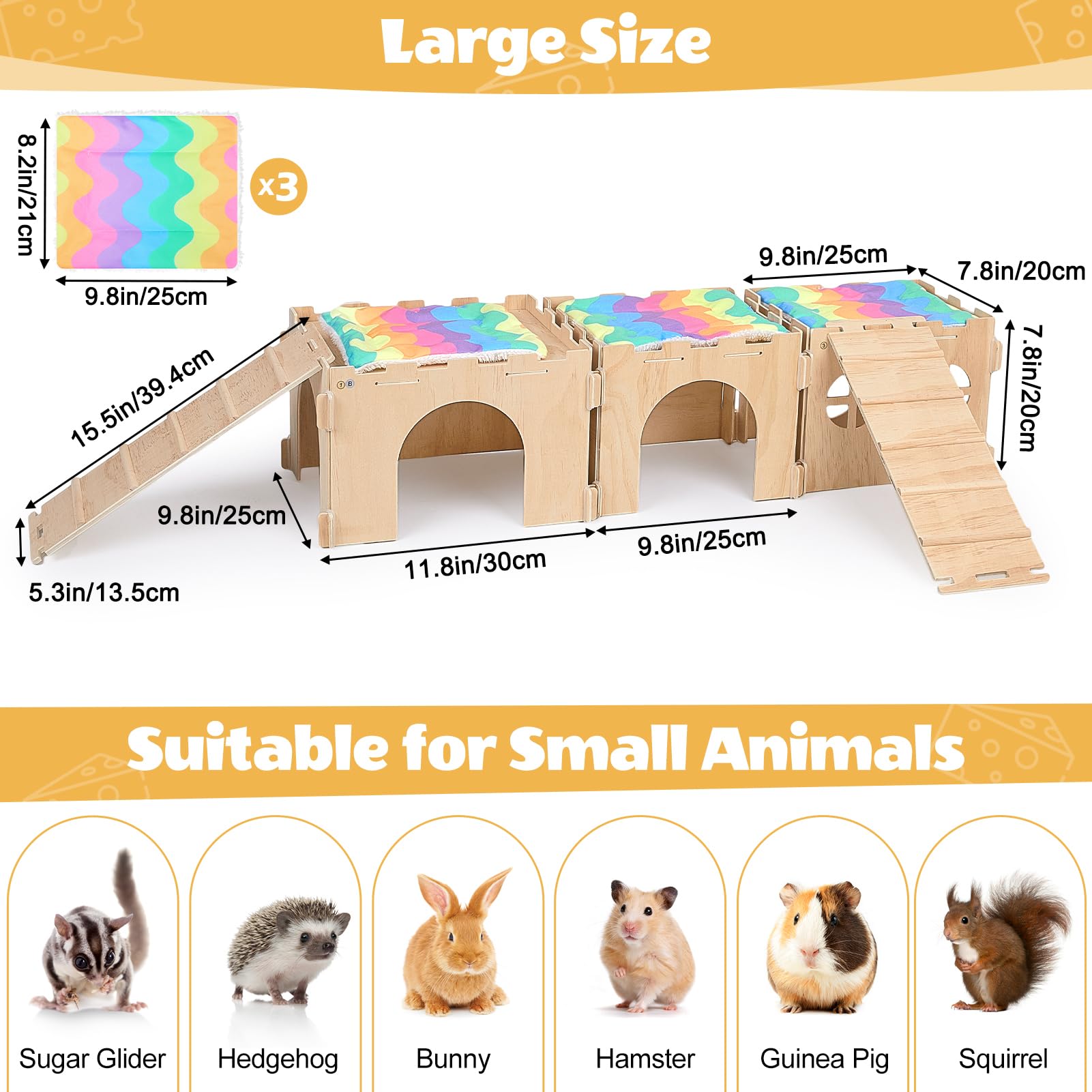 Dimensiones de Unicorn Catcher en grande y pequeña para cobayas.