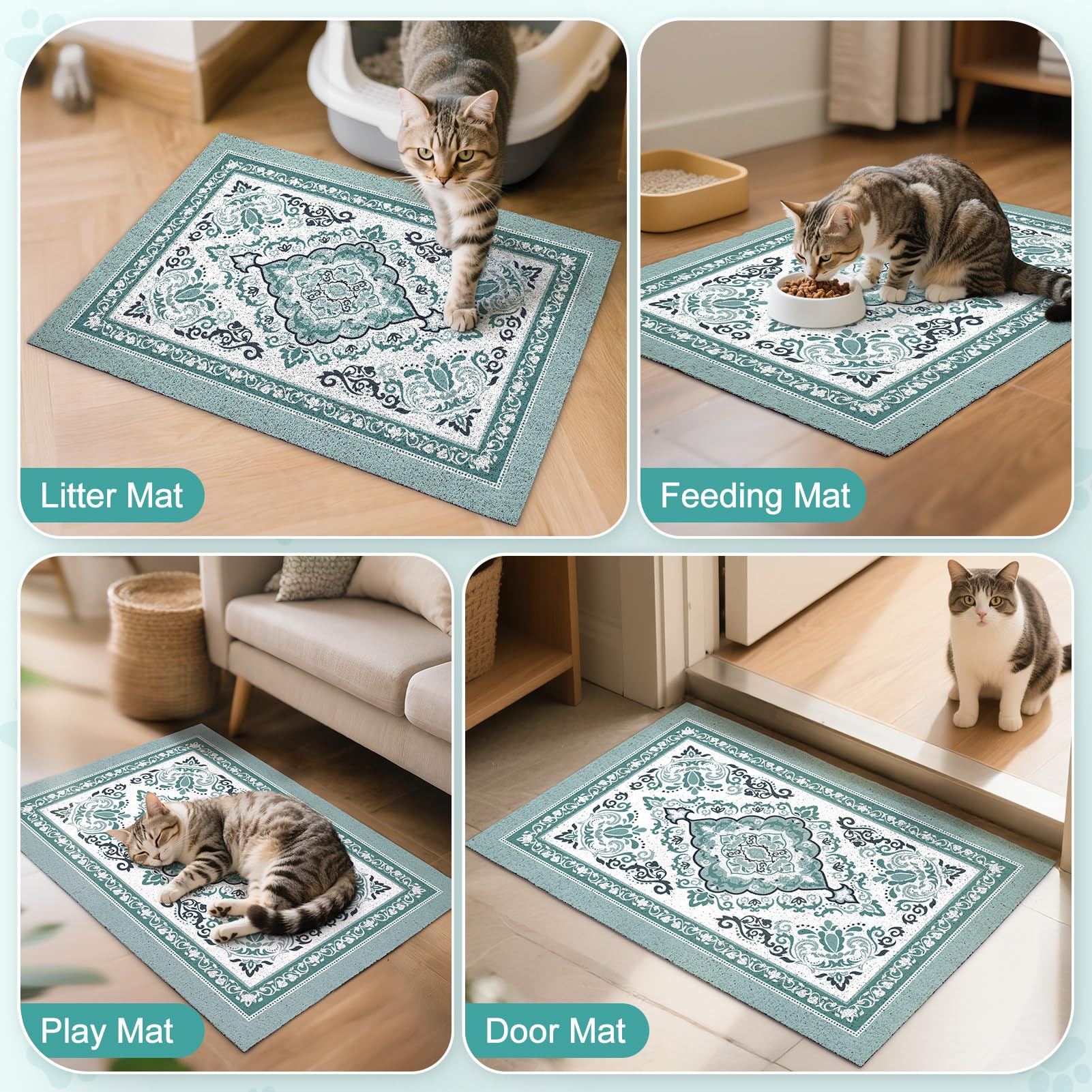 Uso múltiple Unicorn Catcher como alfombrilla para comida de mascotas.