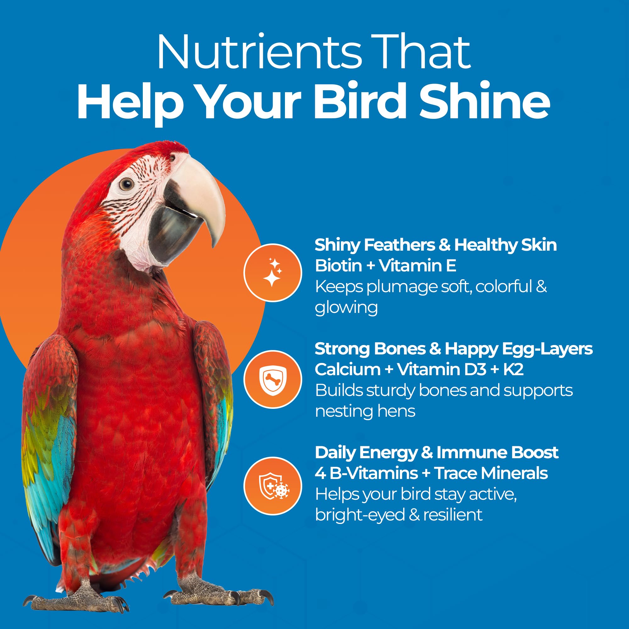 UnRuffledRx FeatherUp! biotina y omega-3 para fortalecimiento de plumas.
