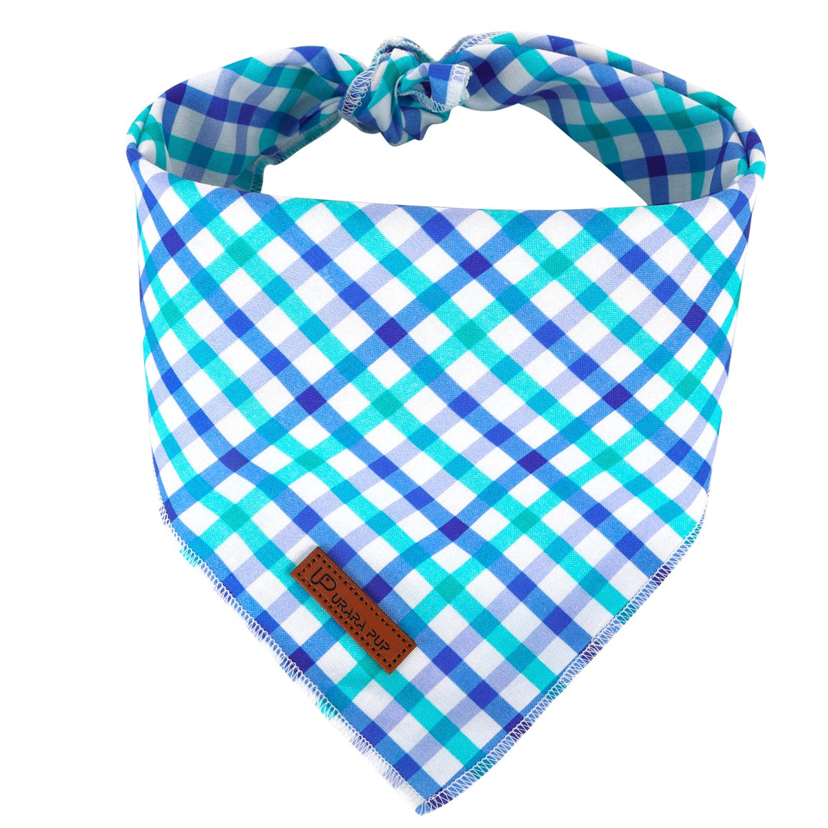 Bandana UP URARA PUP veraniega azul y blanco con rejilla, ideal para paseos en verano
