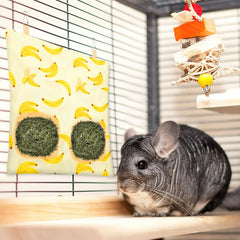 UPINS bolsa-heno patron-fruta, diseño práctico para mascotas en jaula.