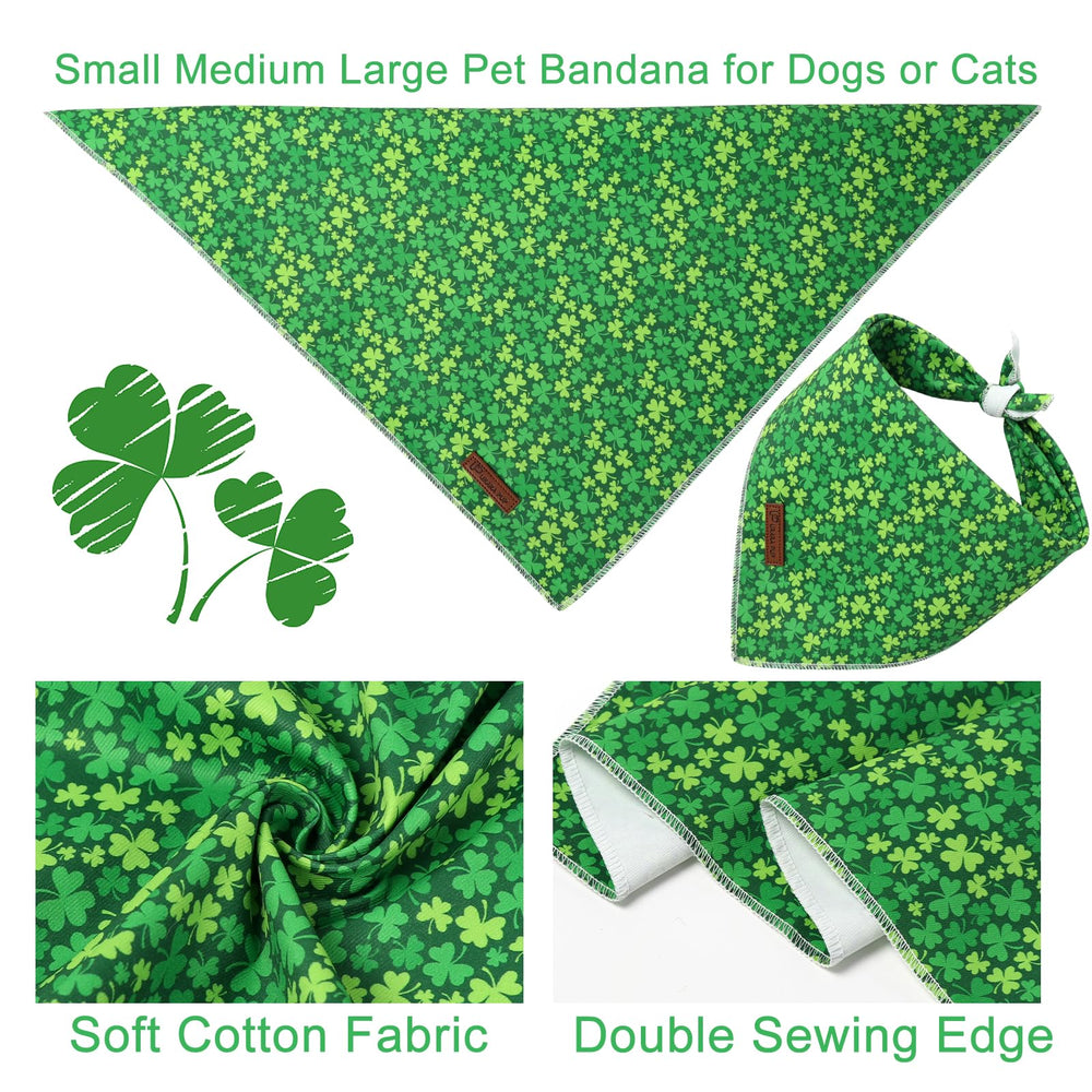 Diseno trébol alegre de bandana UP URARA PUP, accesorio de moda para perros.