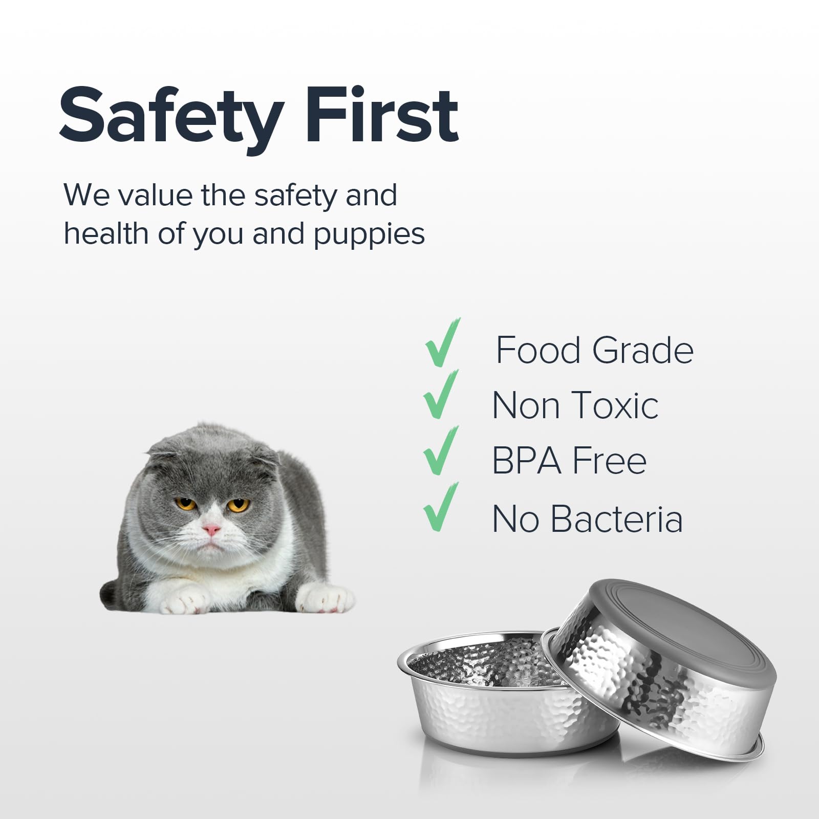 URBUDDIES plato para gato acero inoxidable apto para lavavajillas, fácil de limpieza diaria.