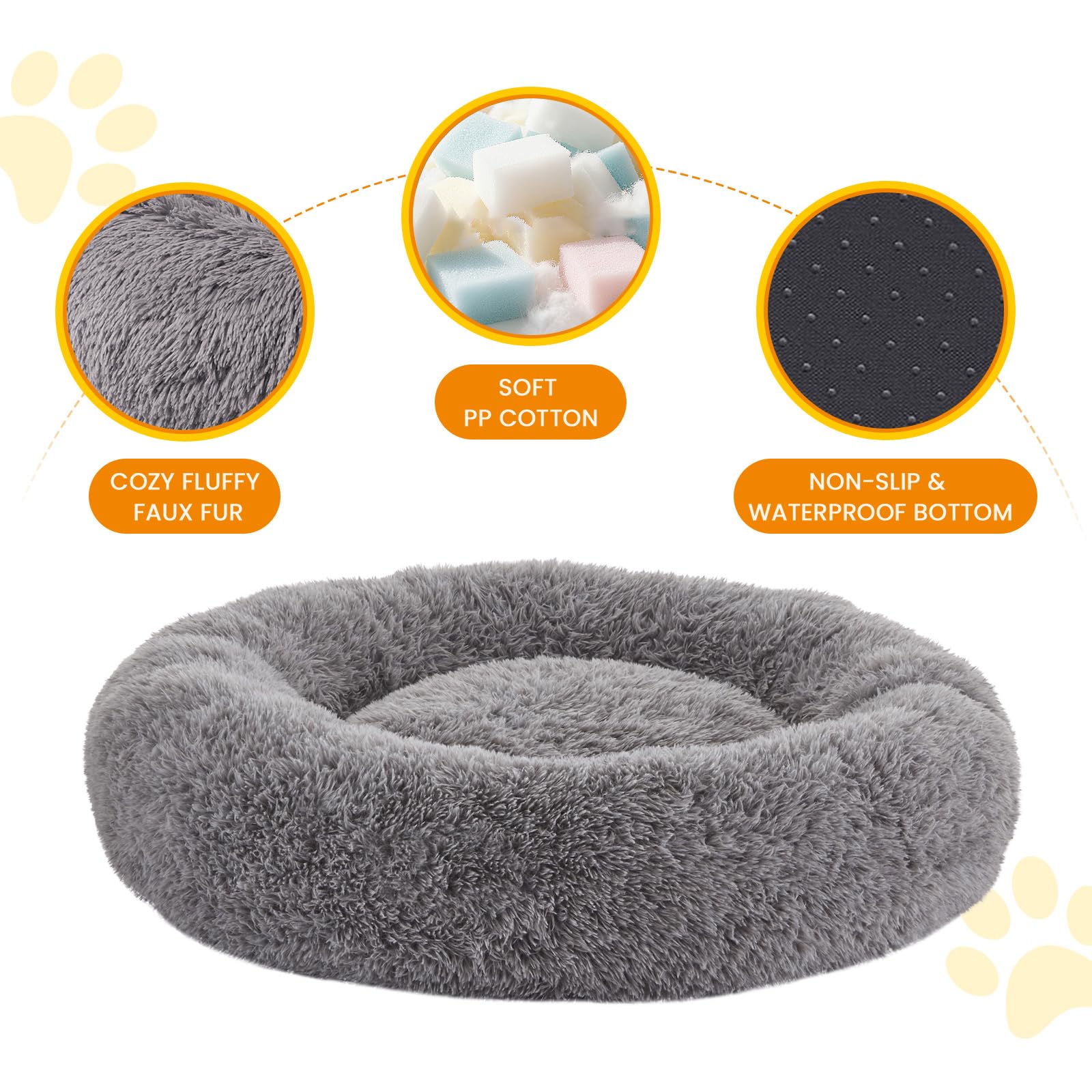 URGVANZ PET cama calma para perros grandes de 36 pulgadas para descanso amplio.