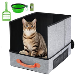Uross caja de arena de viaje plegable, vista frontal, superficie impermeable para viajes sin fugas