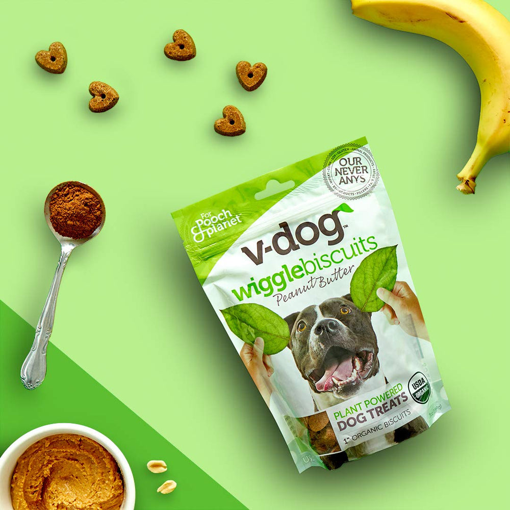 V-Dog galletas Wiggle: harina de trigo sarraceno, coco y linaza.