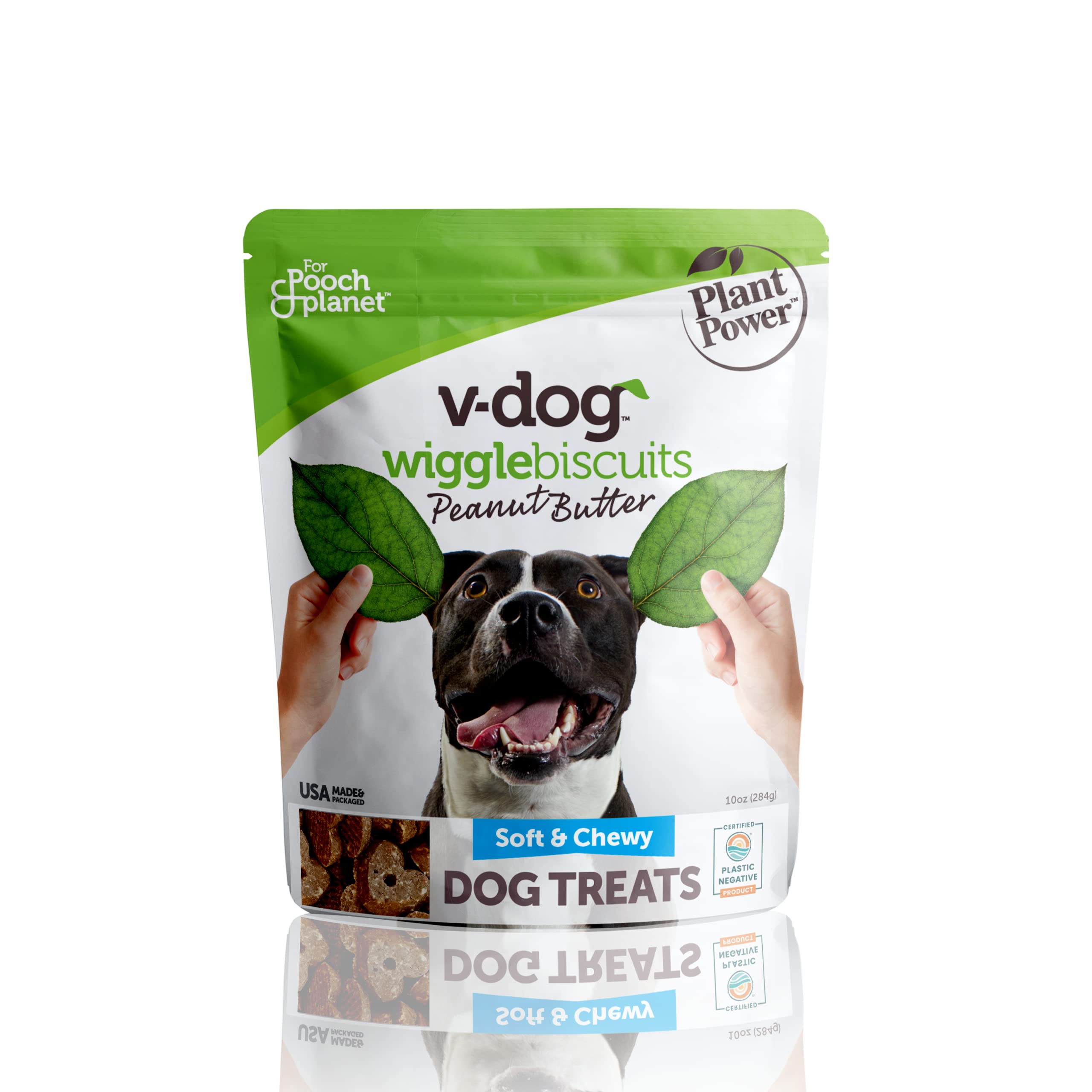 V-Dog galletas Wiggle orgánicas en empaque, snack saludable para perros.