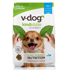 V-dog Vegan Mini Kibble en bolsa de 4,5 lb, ideal para perros pequeños.