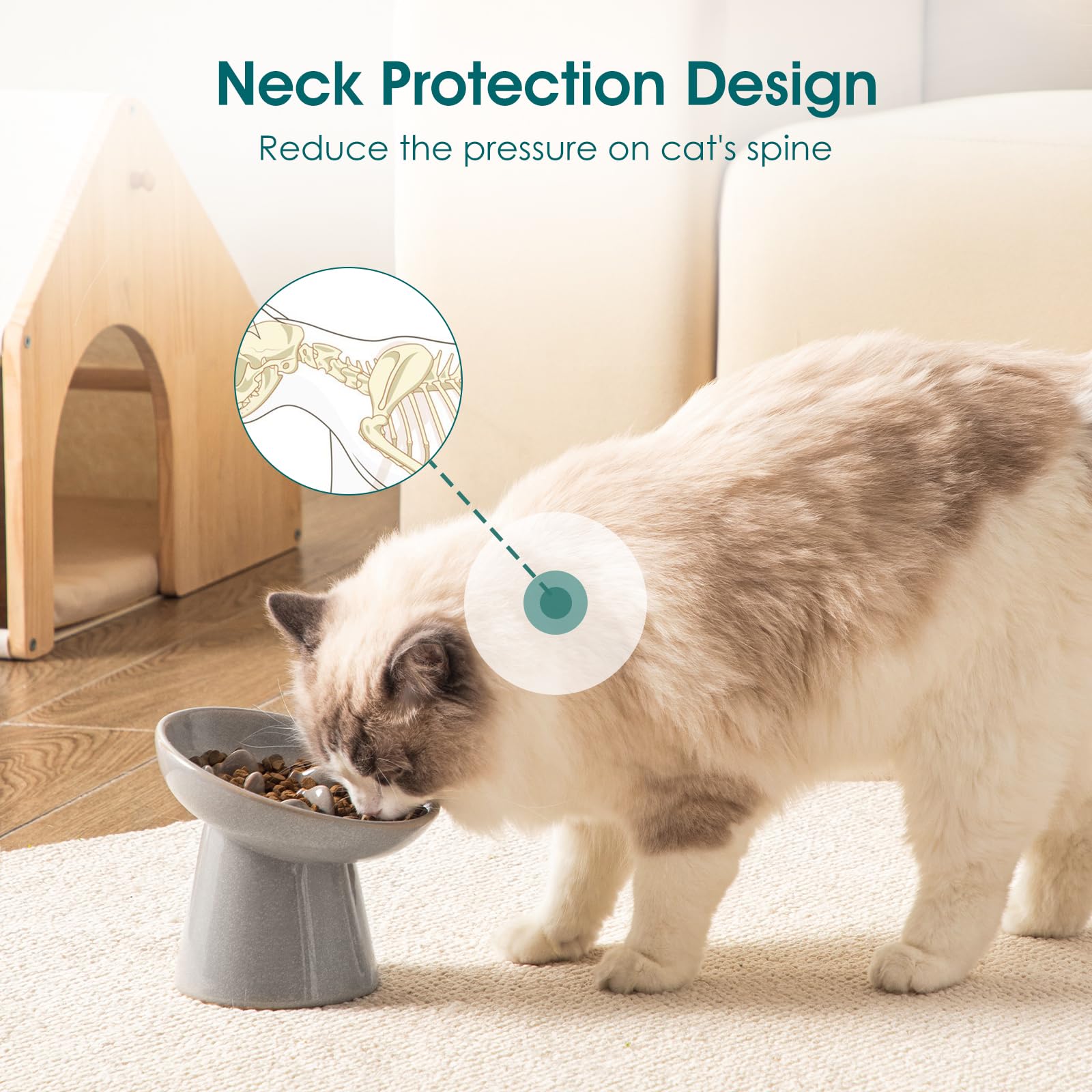 Diseño elegante en gris de Vancasso para gatos, combina con comidas húmedas y secas.