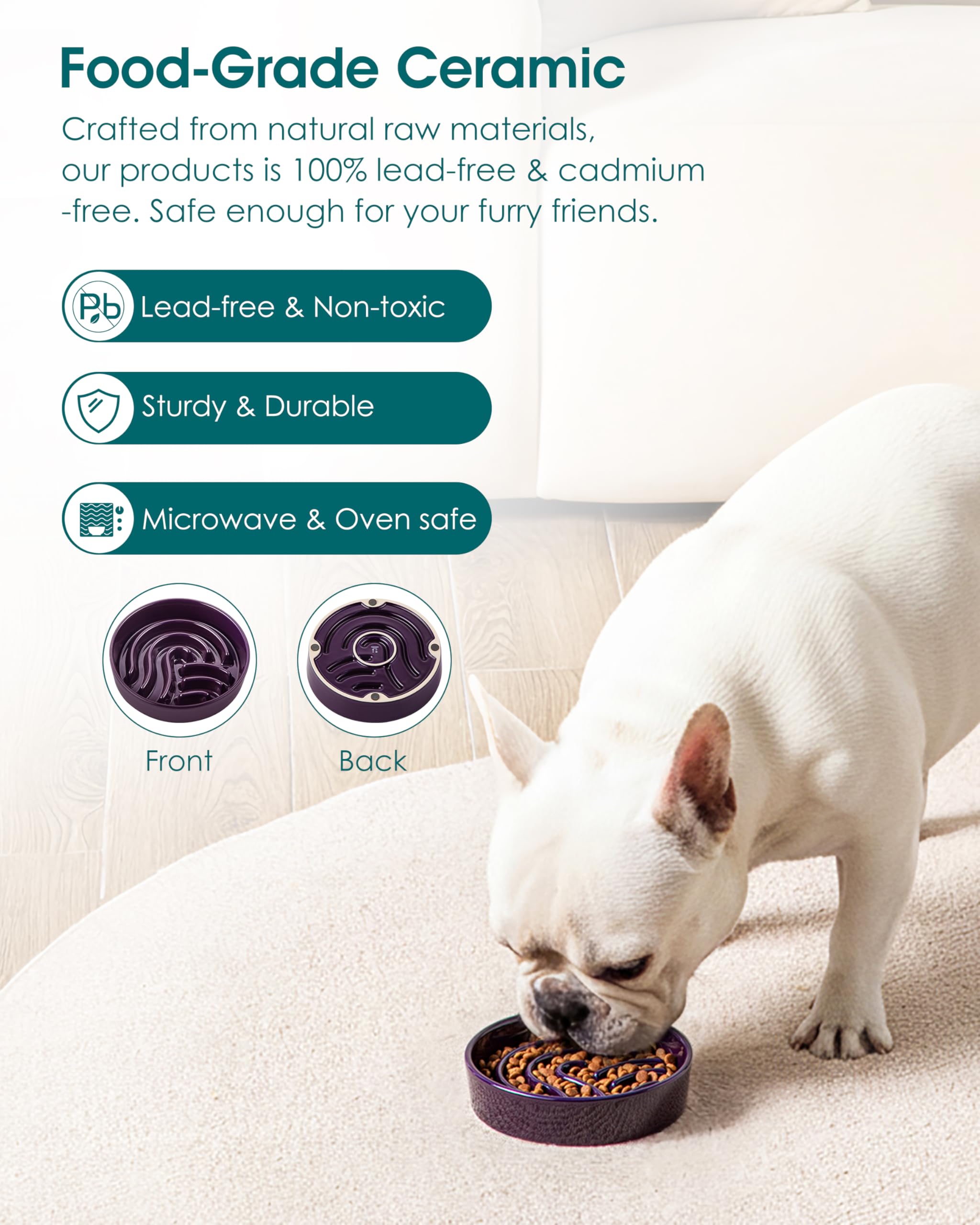 Vancasso tazón medio 1,5 tazas para perros pequeños y medianos.