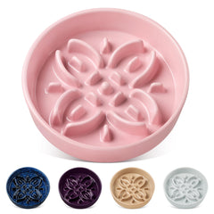 Vancasso tazón cerámico lento con laberinto floral rosa, ideal para perros medianos