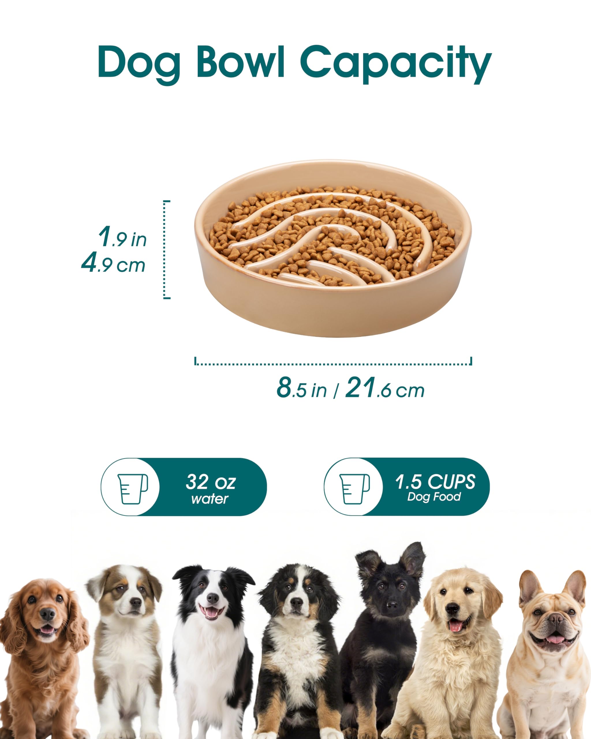 Vancasso tazón lento cerámico para perro mediano, diseño de laberinto