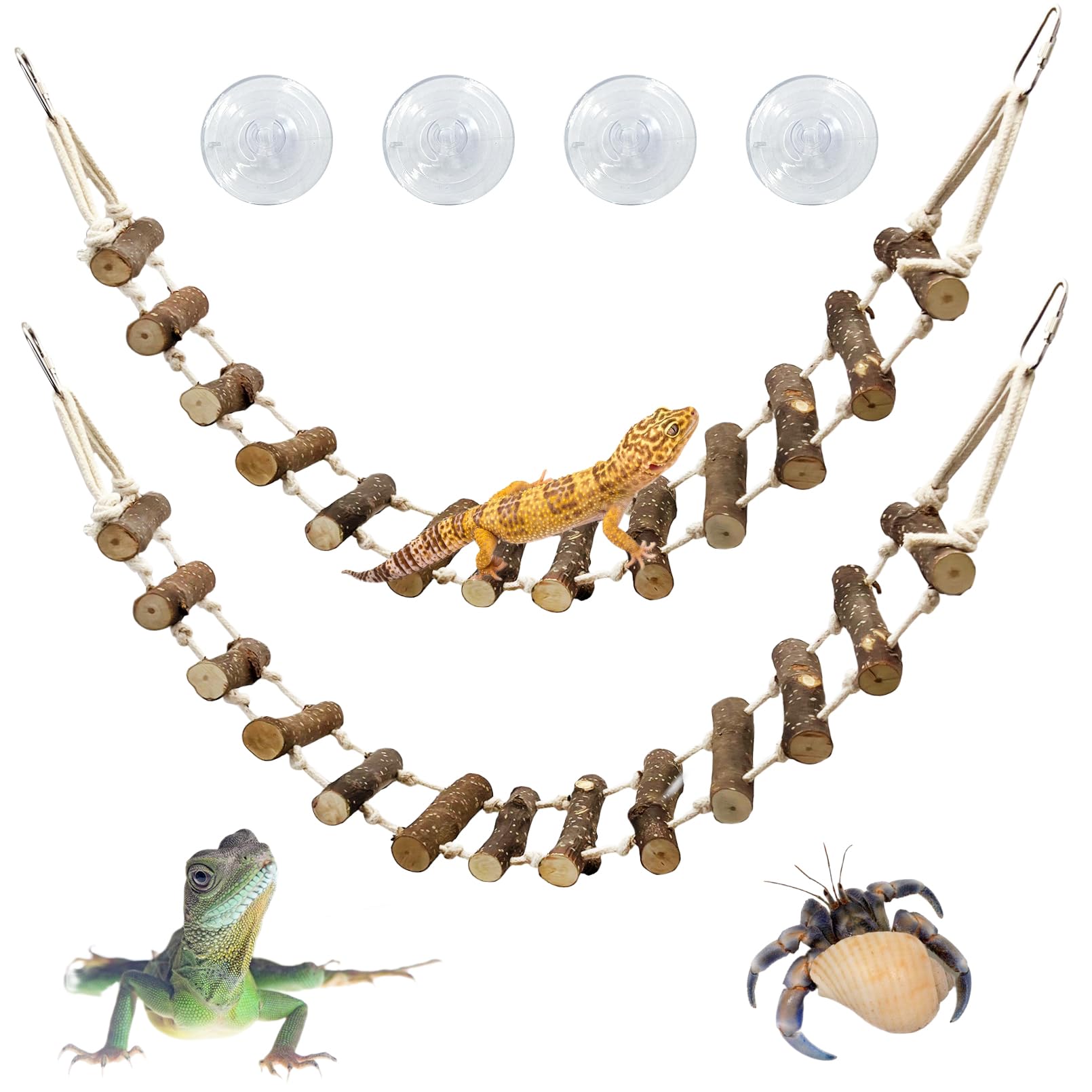 Puente para reptiles VCEPJH de madera fruta, ideal para trepar y descansar del gecko leopardo.