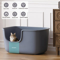 Vealind caja-arena-gato-gris-interior-antiadherente: superficie lisa facilita limpieza.
