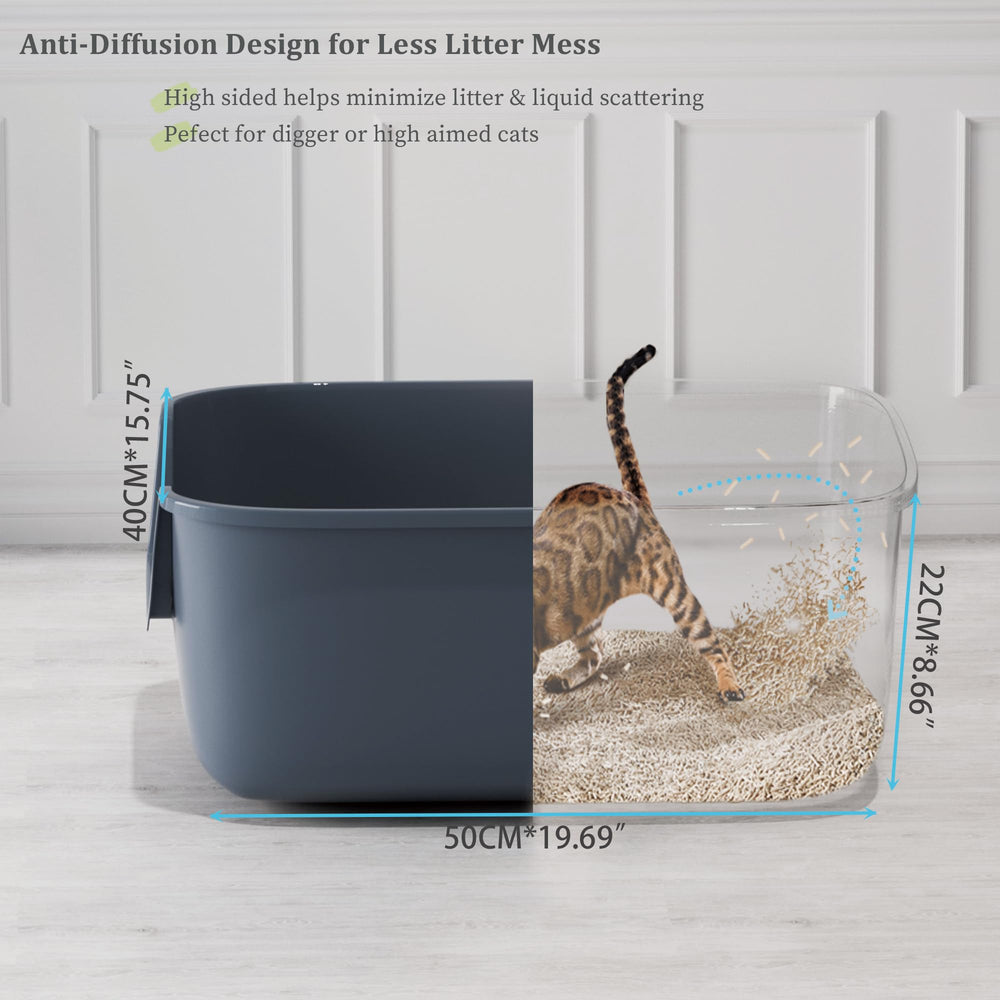 Vealind caja de arena con tapa superior abierta, facilita entrada y salida para gatos