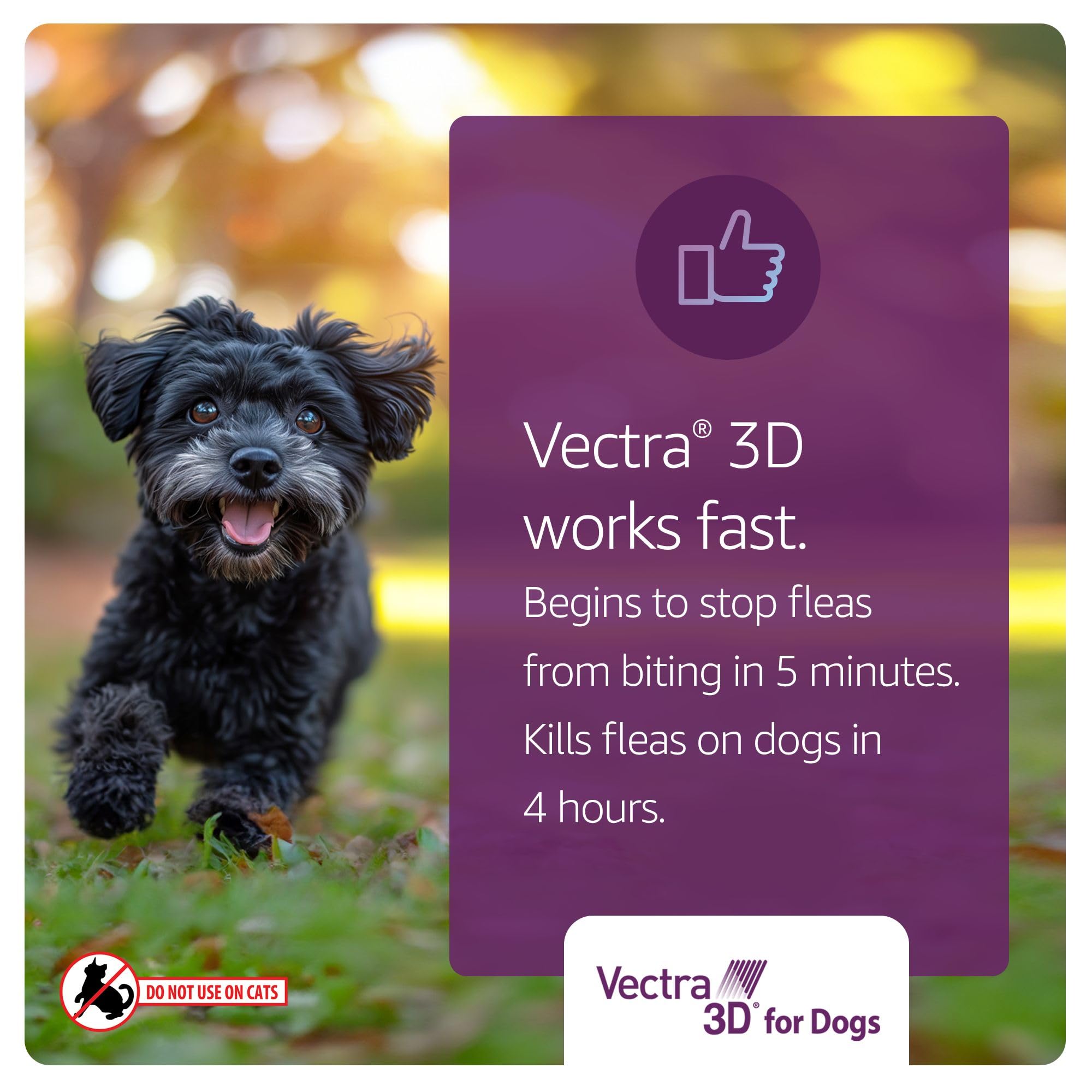 Vectra 3D protege contra pulgas, garrapatas y mosquitos.