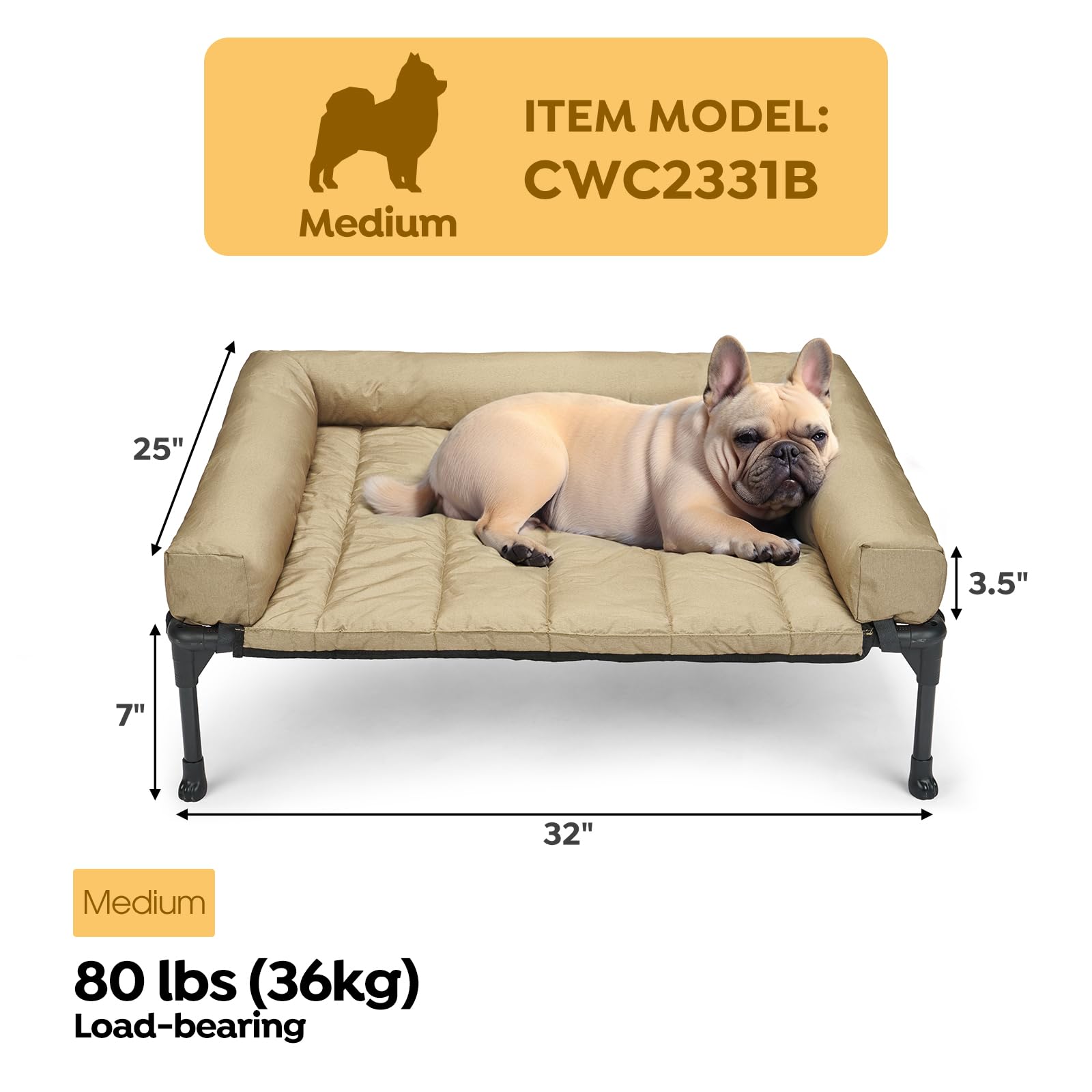 Cama con refuerzo lateral de Veehoo para mayor soporte al cuello y seguridad.