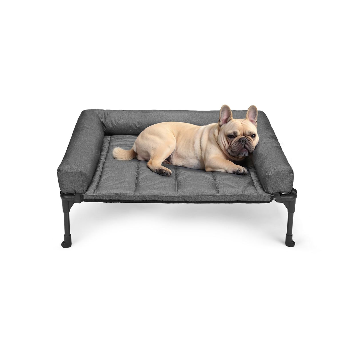 Cama para perro Veehoo elevada enfriada con borde acolchado, ofrece confort en días calurosos