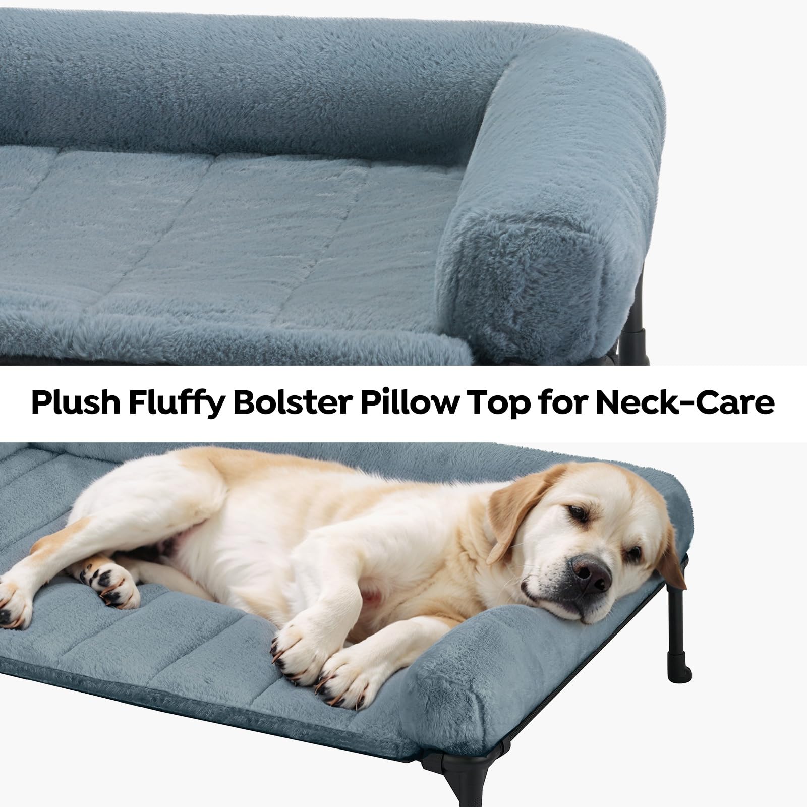 Veehoo bolster esponjoso, primer plano muestra acolchado suave para cuello y descanso