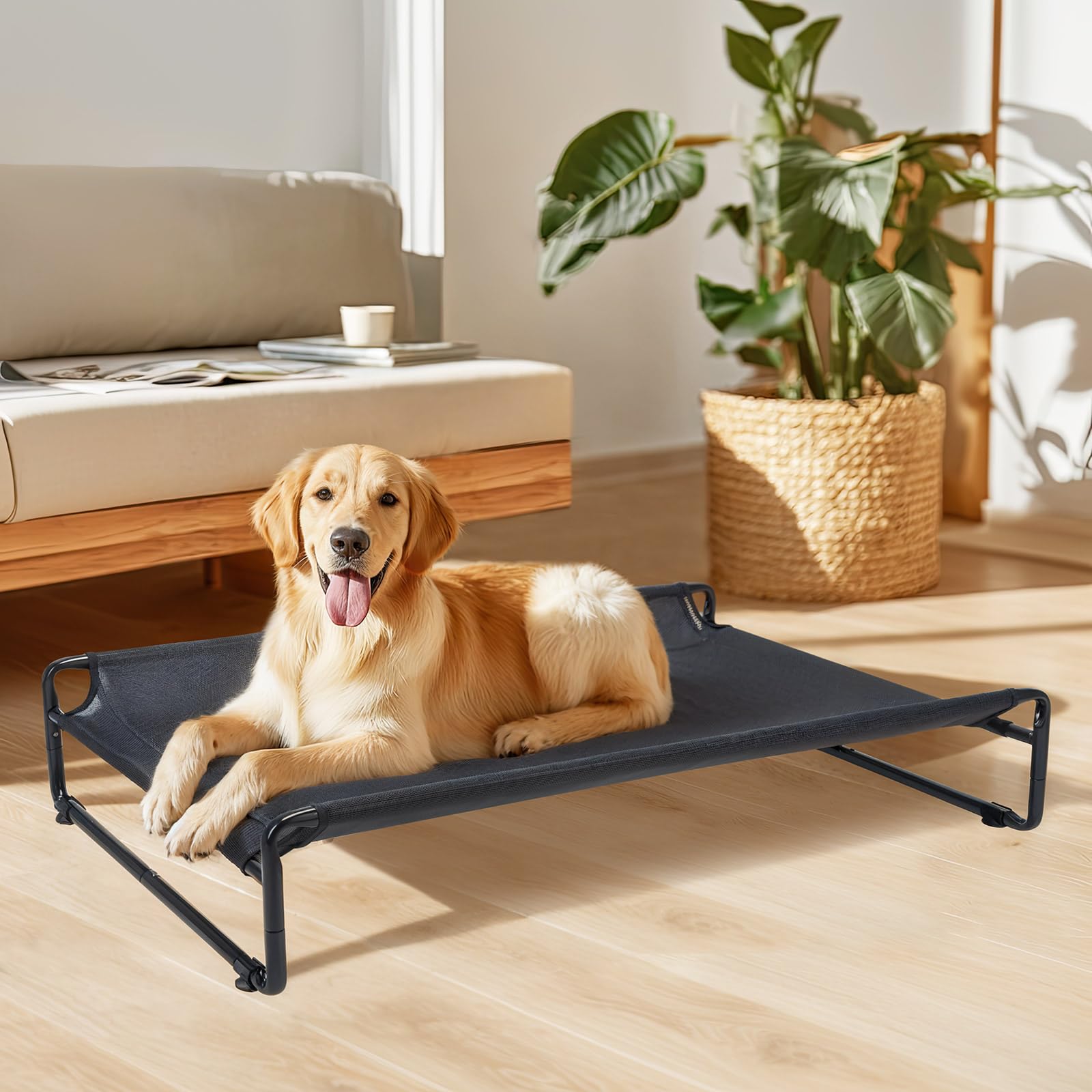 Veehoo: cama elevada apta para interior y exterior.