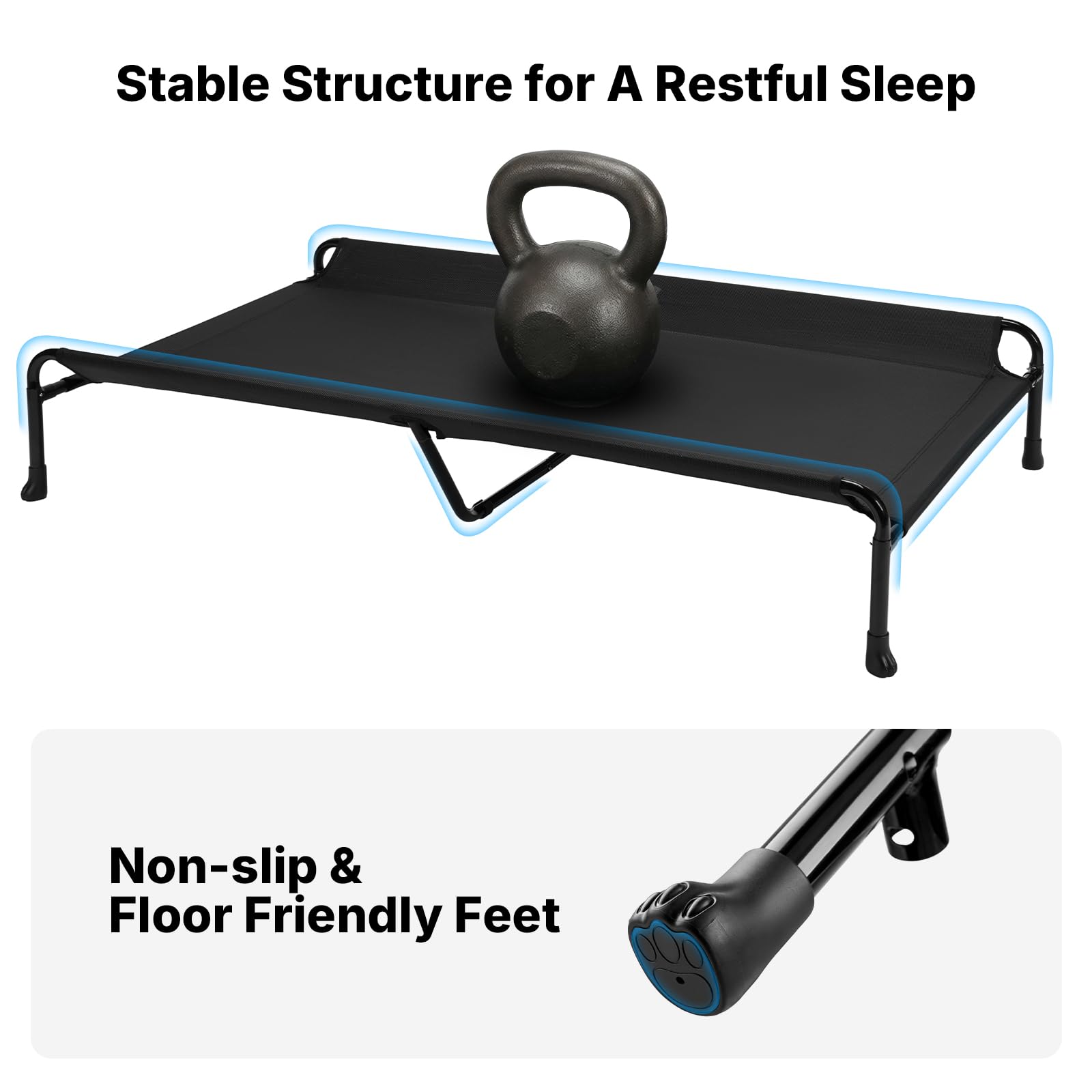 Cama para perro Veehoo con pies antideslizantes para mayor estabilidad.