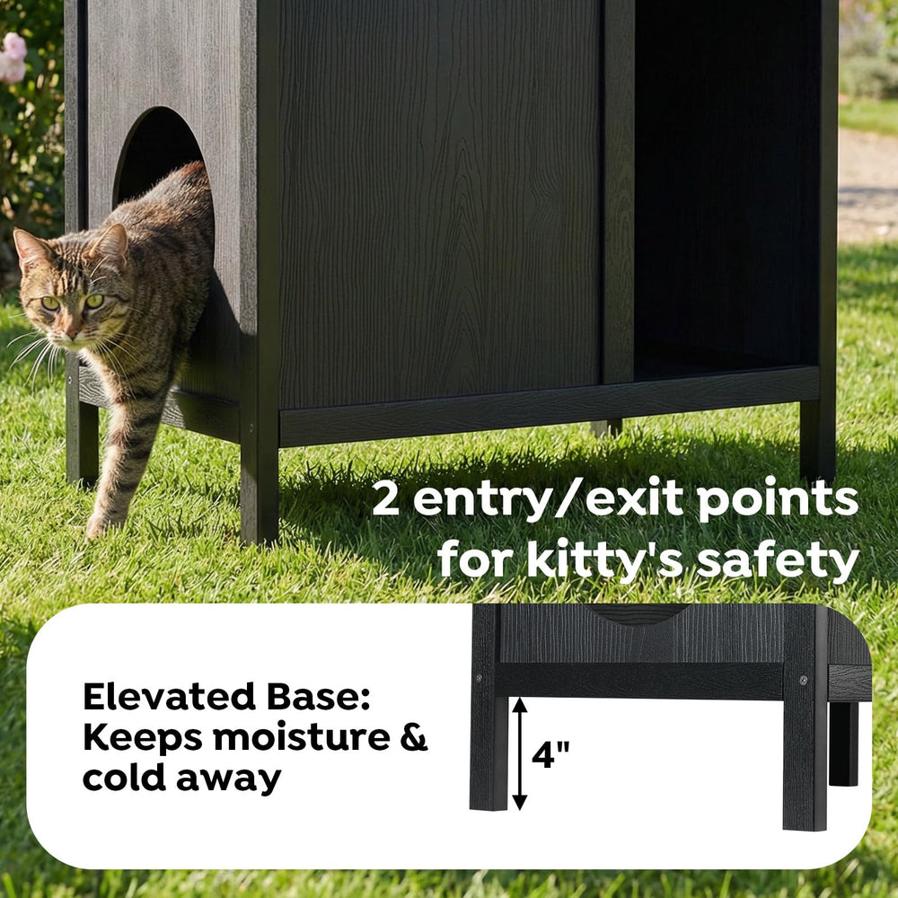 Veehoo casa-gato base-elevada: evita humedad en el suelo.