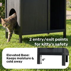 Veehoo casa-gato base-elevada: evita humedad en el suelo.