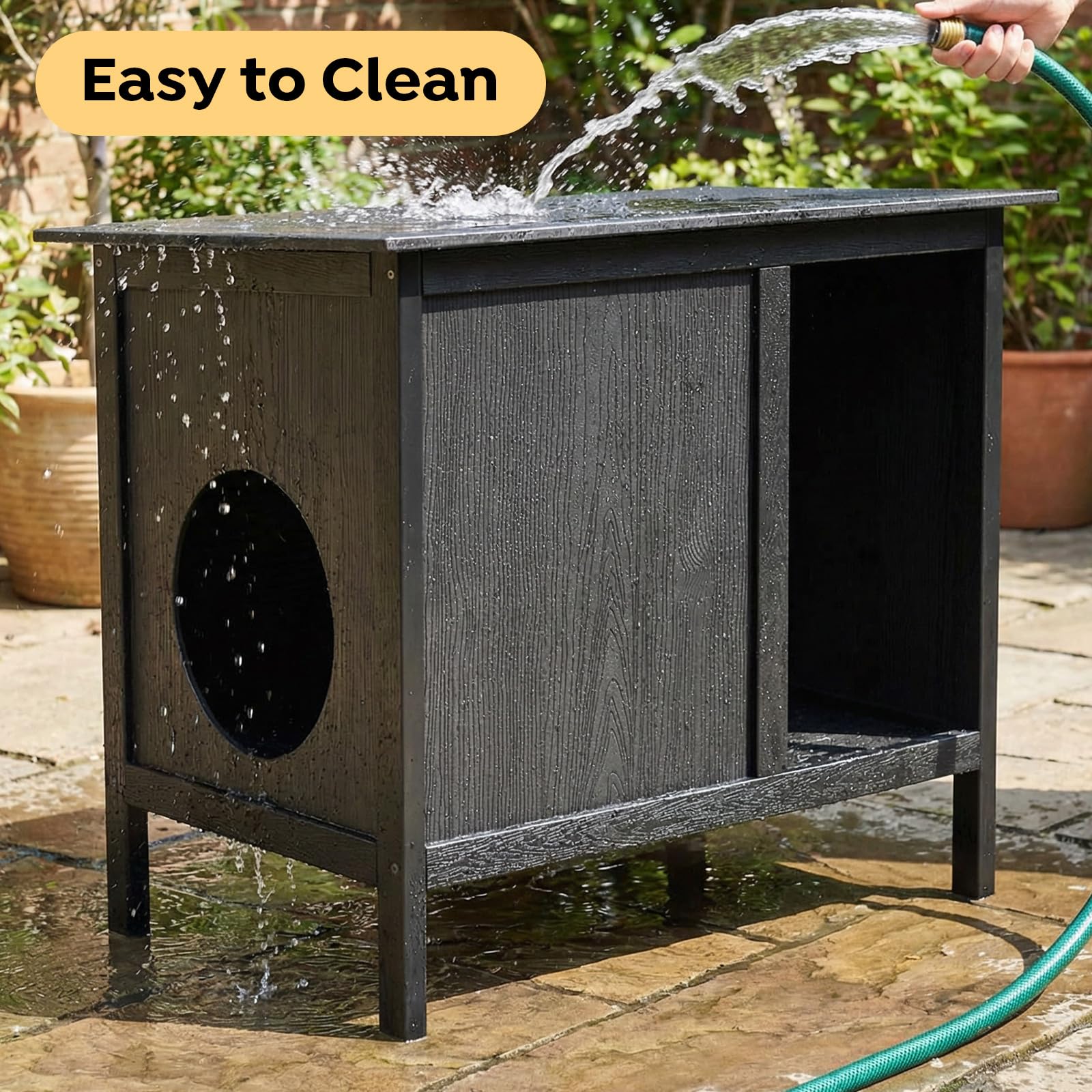 Veehoo casa-gato jardin-exterior: refugio estable para gatos callejeros.