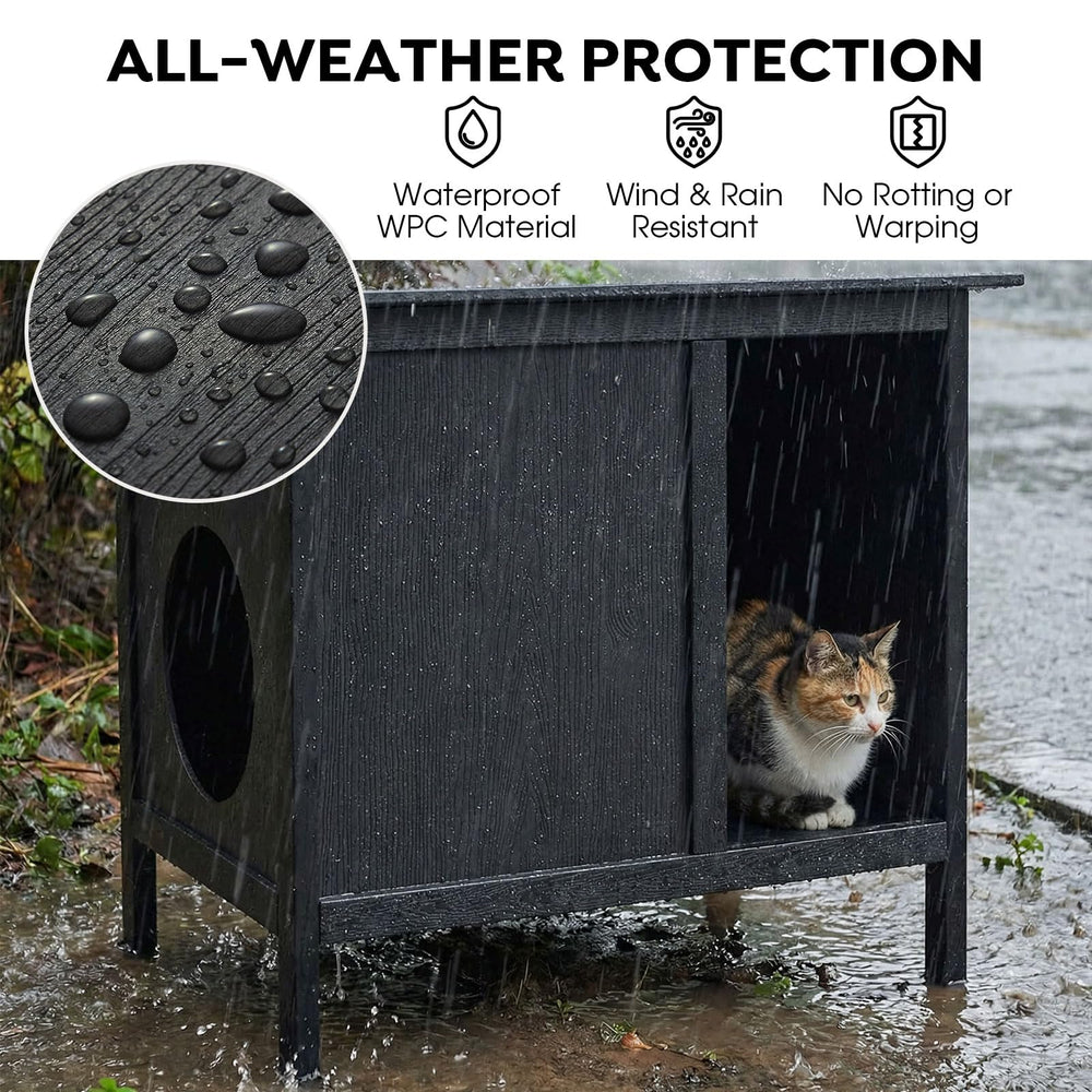 Veehoo casa-gato interior, espacio cálido y seco para felinos ferales.