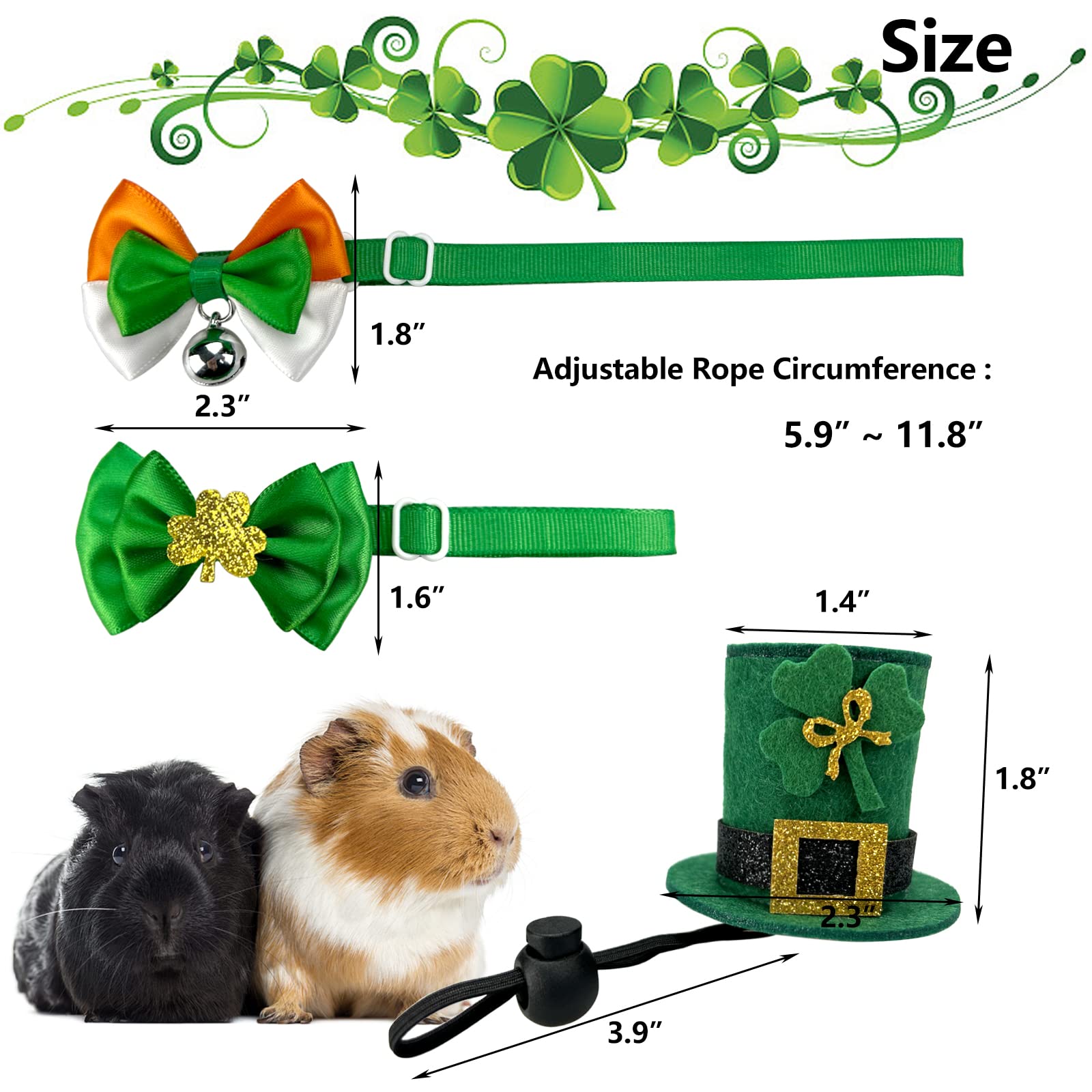 Collar lazo ajustable Vehomy con trébol; ideal para mascotas pequeñas durante fiestas.