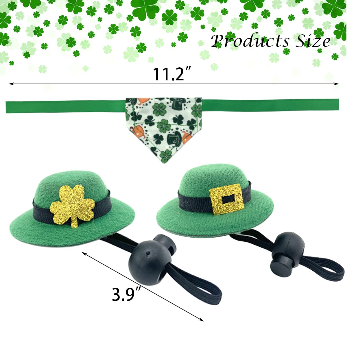 Vehomy pañuelo para hámster con trébol, diseño festivo y ajustable.