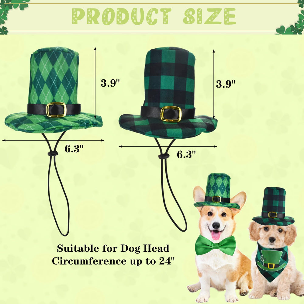 Vehomy sombrero San Patricio con diseño diamante y hebilla decorativa para mascota.