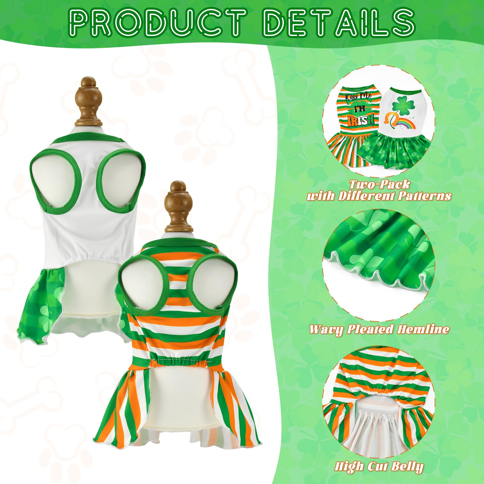 Vestido Vehomy para perro con cuadros verde-blanco, cómodo y versátil.