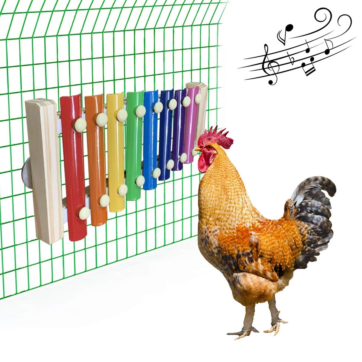 Vehomy xilófono para gallinas en base: entretenimiento sonoro para aves curiosas.