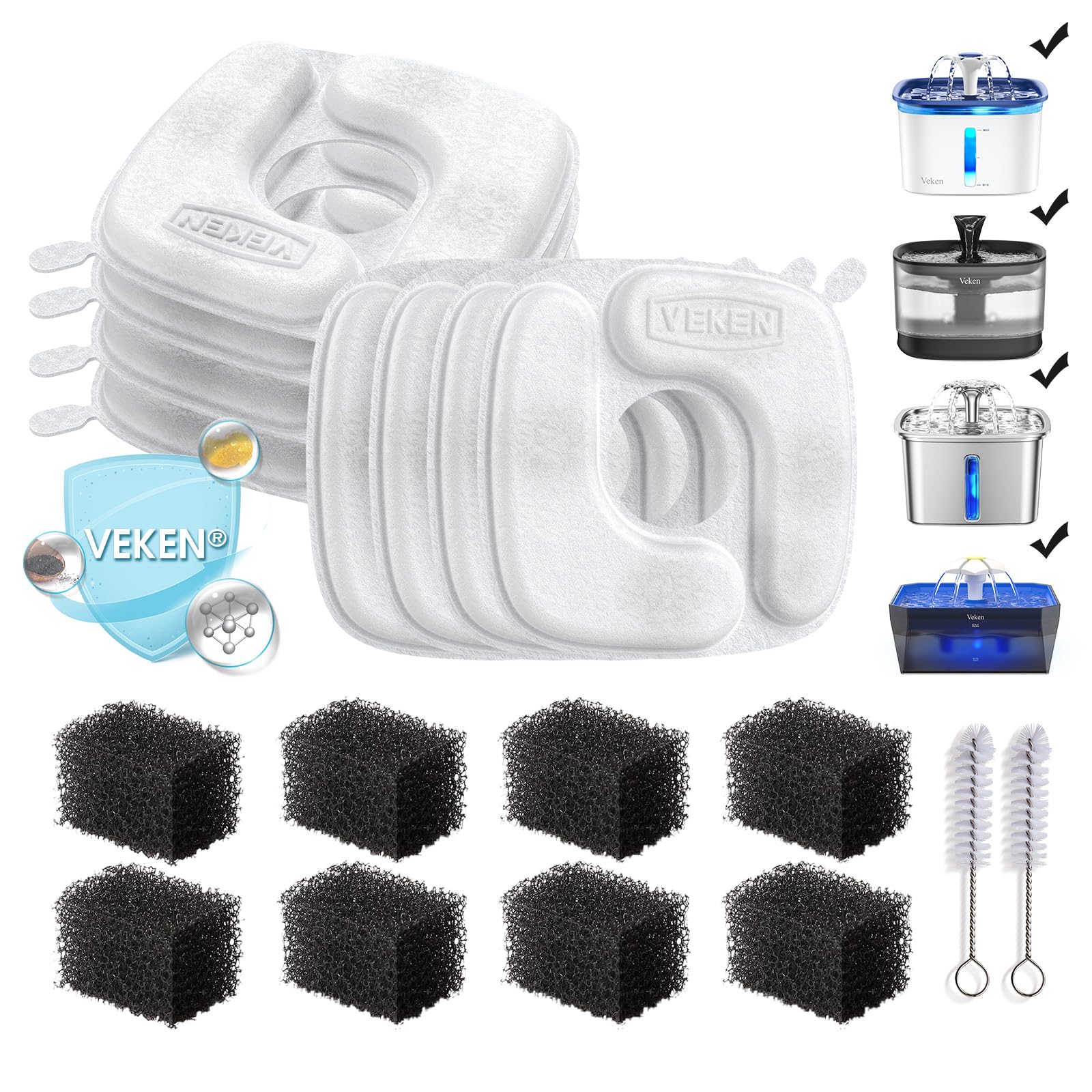 Filtros Veken para fuente de gatos 50oz, agua más limpia para beber
