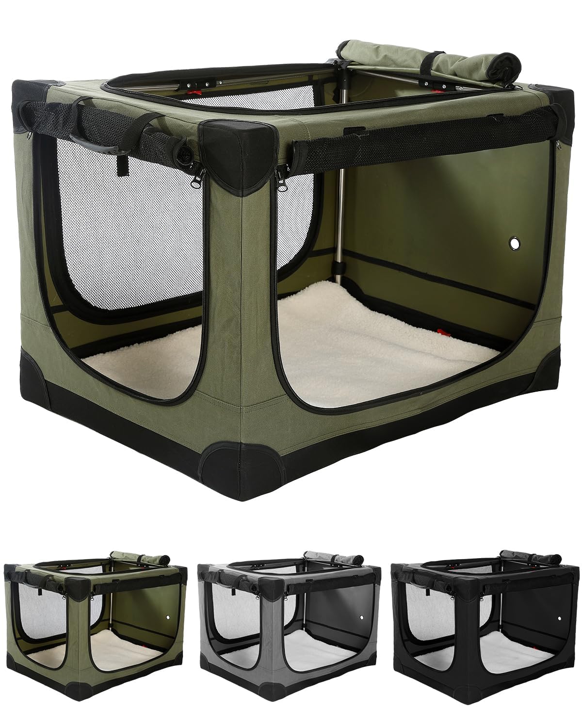 Veraste jaula plegable para perro mediano, ideal para viajes y almacenamiento compacto.