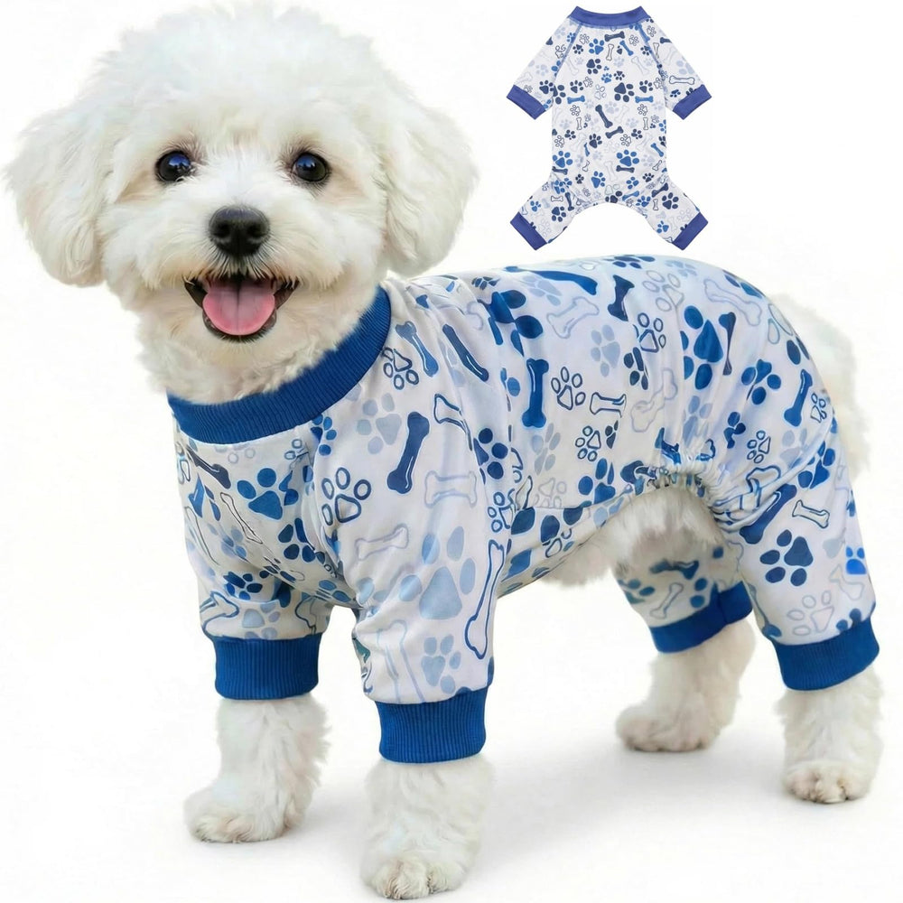 Vet-Approved pijama calmante para perros, vista frontal, cómodo para descanso diario.
