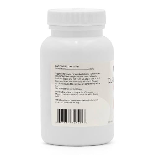 DL-Metionina de V.E.T. Pharmaceuticals, dosis diaria para equilibrio urinario