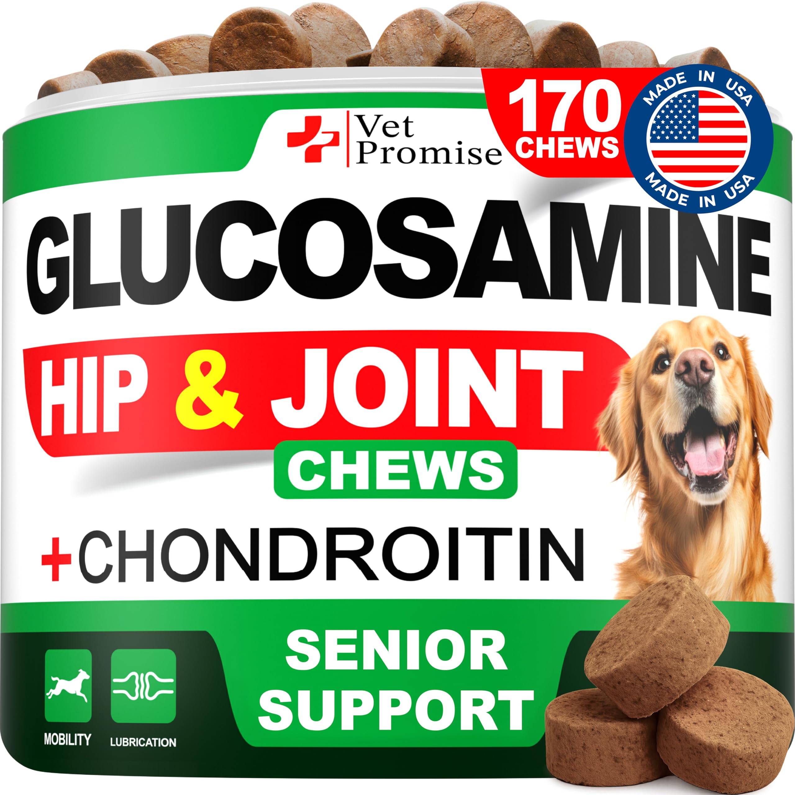 Vet Promise Glucosamina Avanzada para Perro, paquete del producto, movilidad mejorada